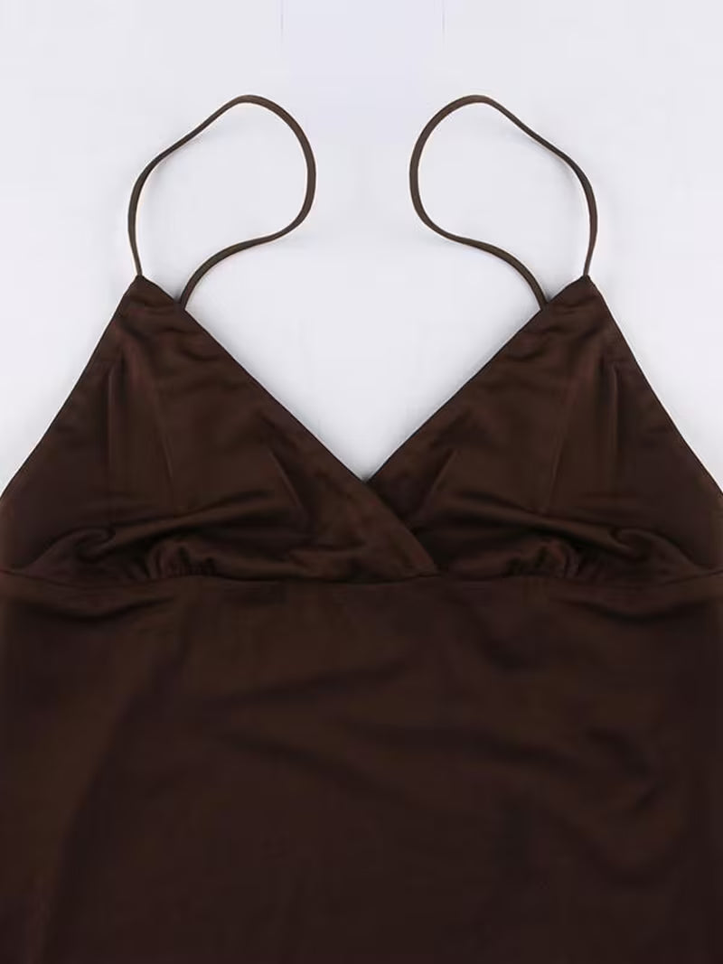 Women'S Sexy Backless V-Neck Solid Strap Bodycon Dress