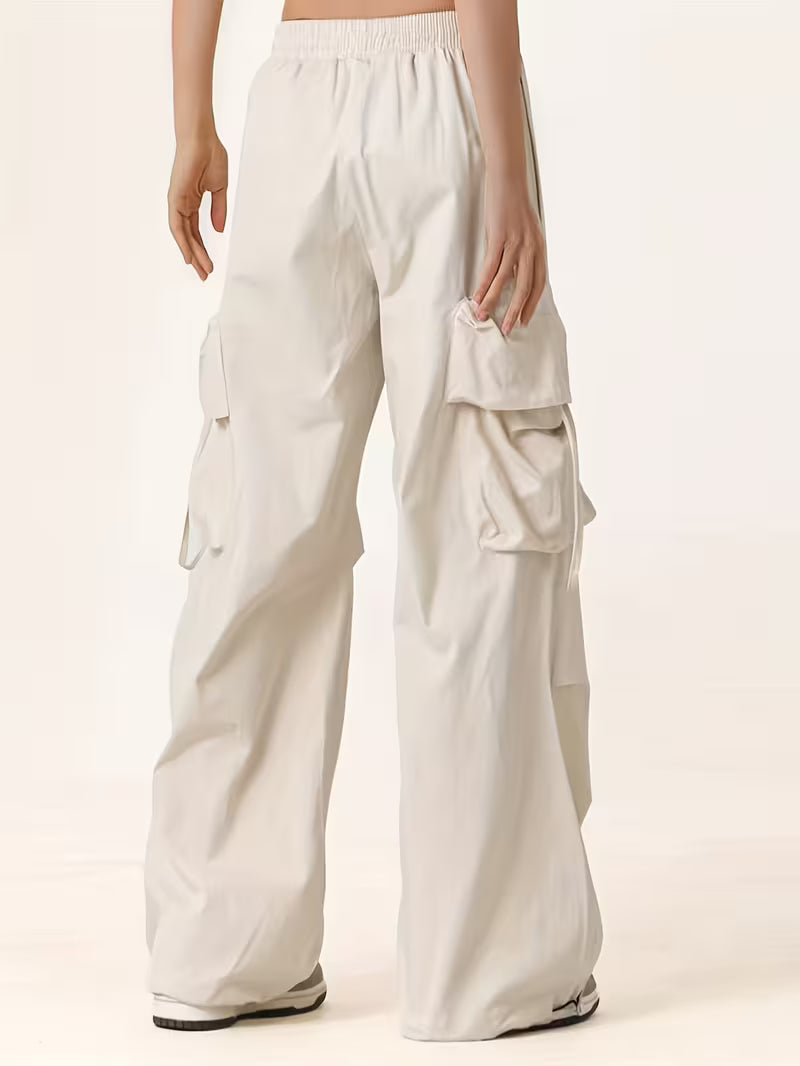 American Vintage Hot Work Pants for Women, Summer Lightweight Loose Street Dance Hip-Hop Trend Wide-Leg Pants