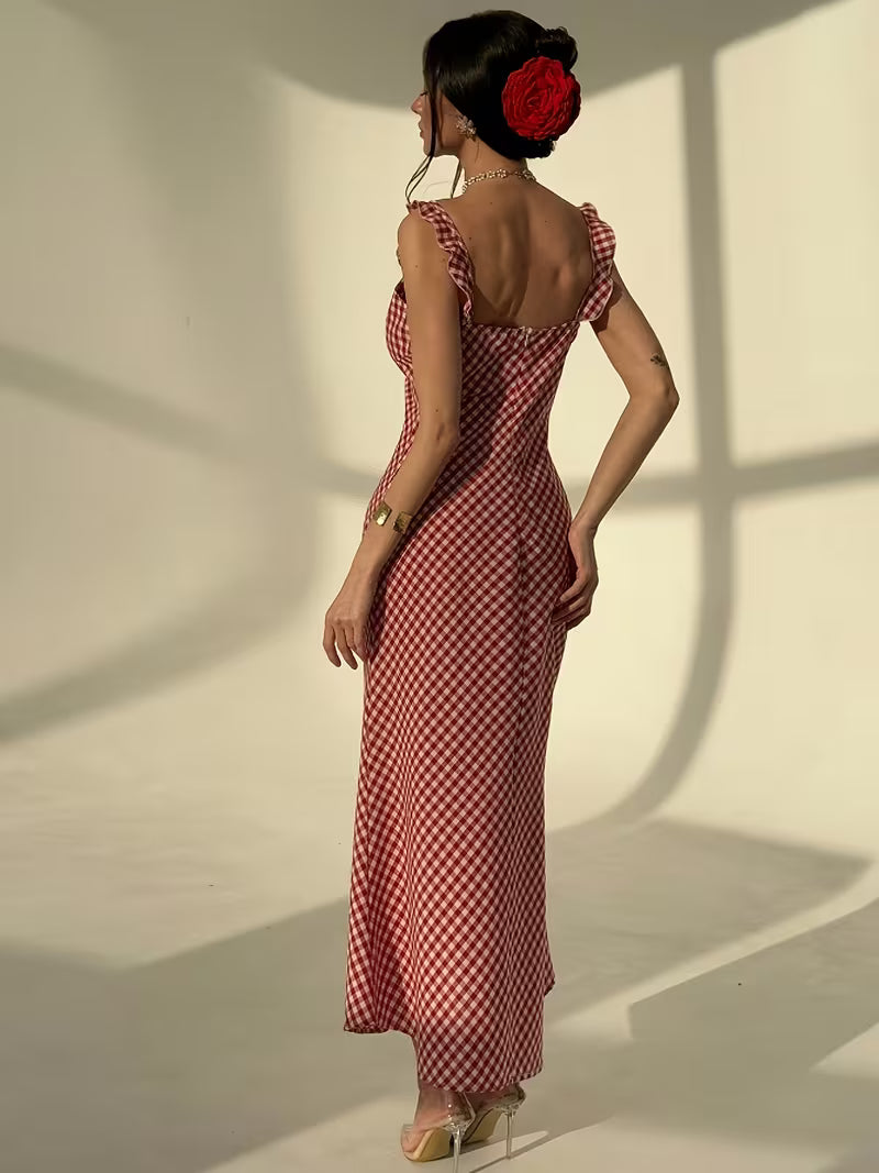 Women's New Elegant French-Style Strap Deep V-Neck Waist-Cinching Dress, for Vacation, Daily Wear, Party, and Ball