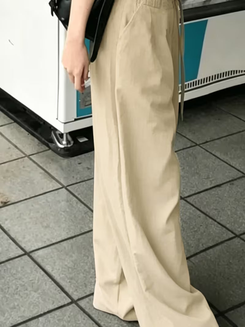 Women's High-Waist Drawstring Wide-Leg Pants