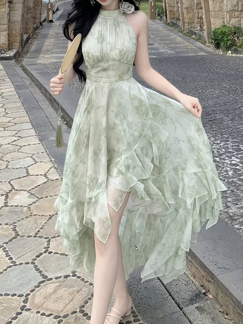 Summer French-Style Romantic Atmosphere Irregular Elegant Dress for Women