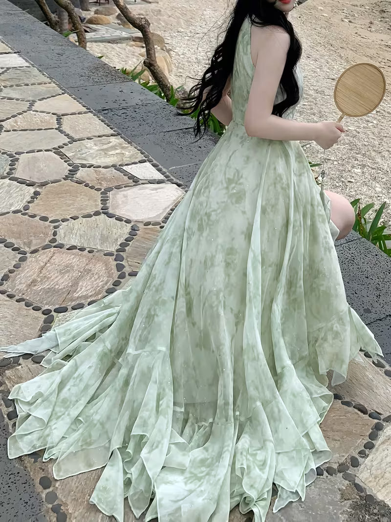 Summer French-Style Romantic Atmosphere Irregular Elegant Dress for Women