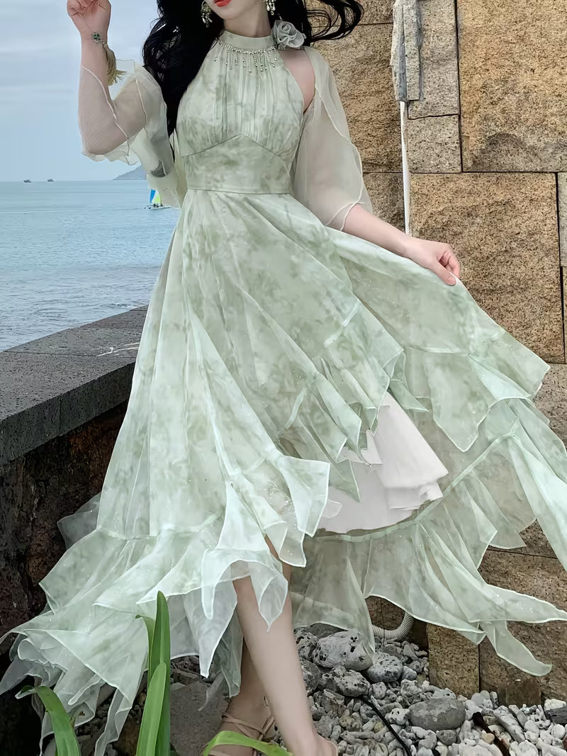 Summer French-Style Romantic Atmosphere Irregular Elegant Dress for Women