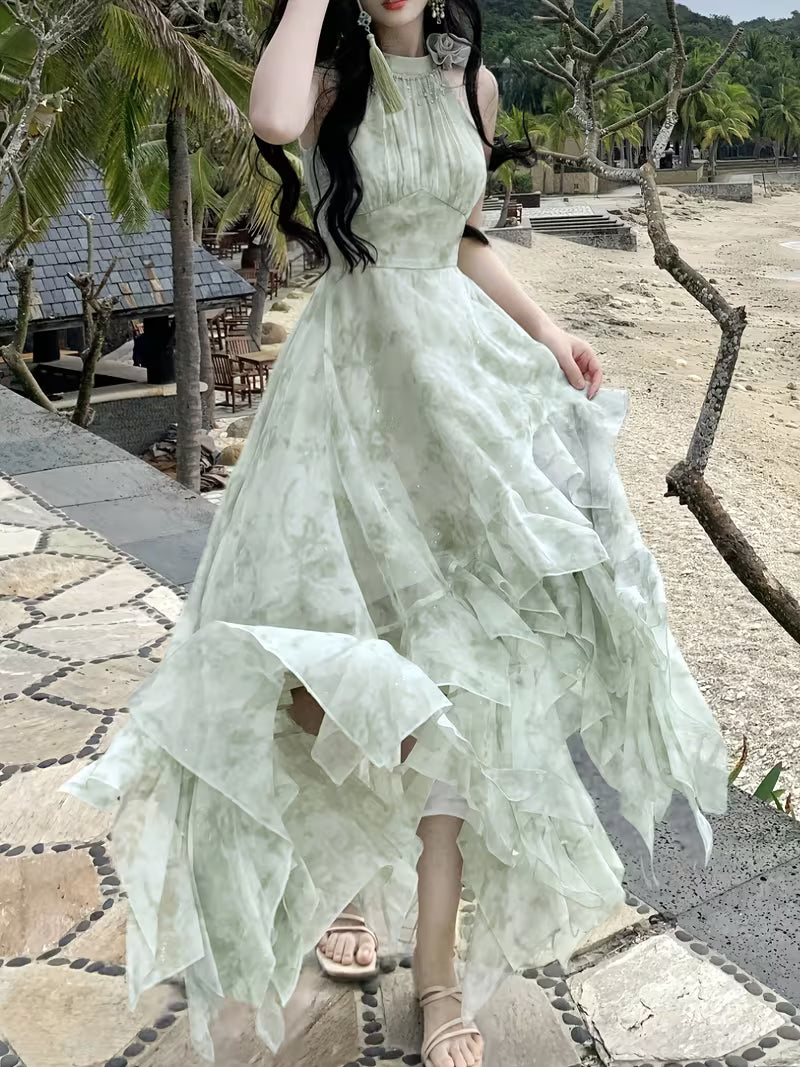 Summer French-Style Romantic Atmosphere Irregular Elegant Dress for Women