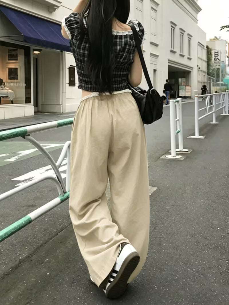 Women's High-Waist Drawstring Wide-Leg Pants