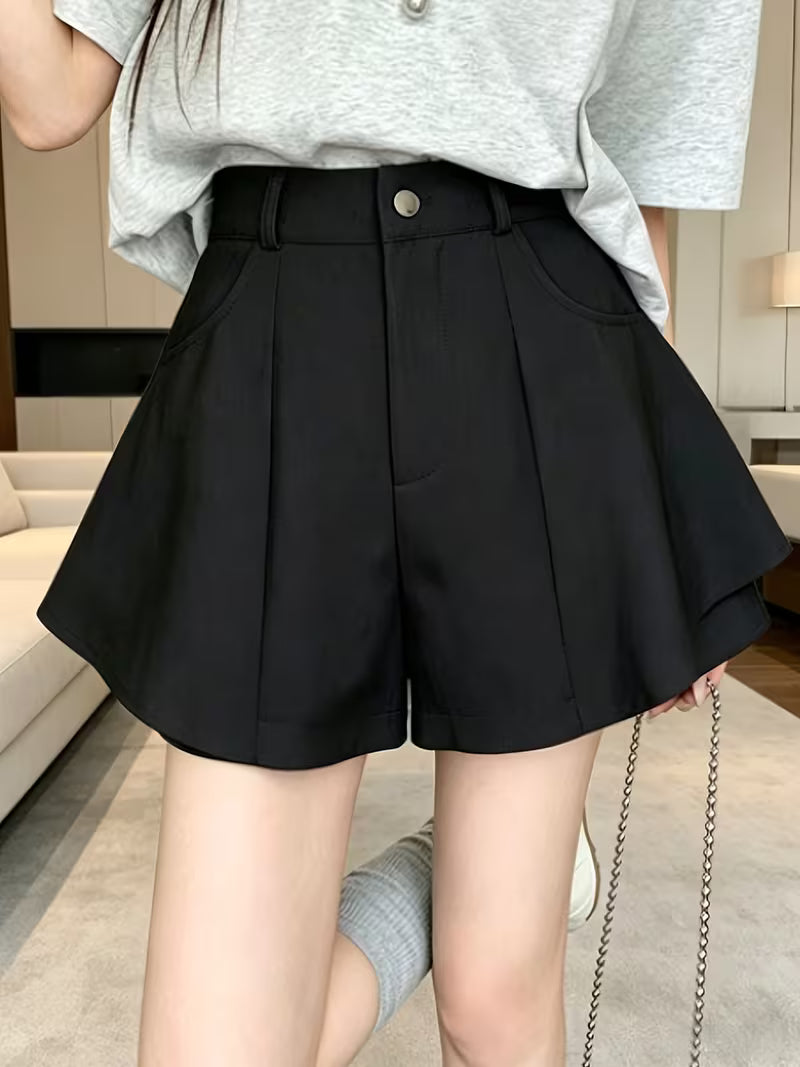 Designer Women's Summer New Korean Style Ruffle A-Line Skort, Versatile Casual Loose Short Pants