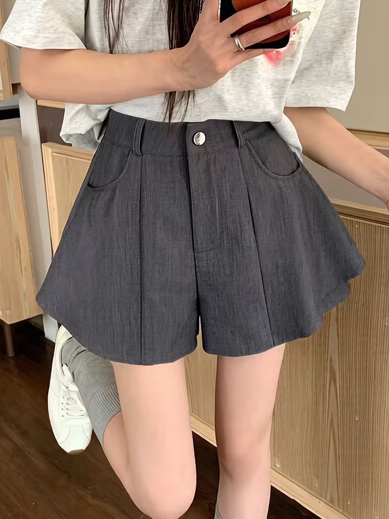 Designer Women's Summer New Korean Style Ruffle A-Line Skort, Versatile Casual Loose Short Pants
