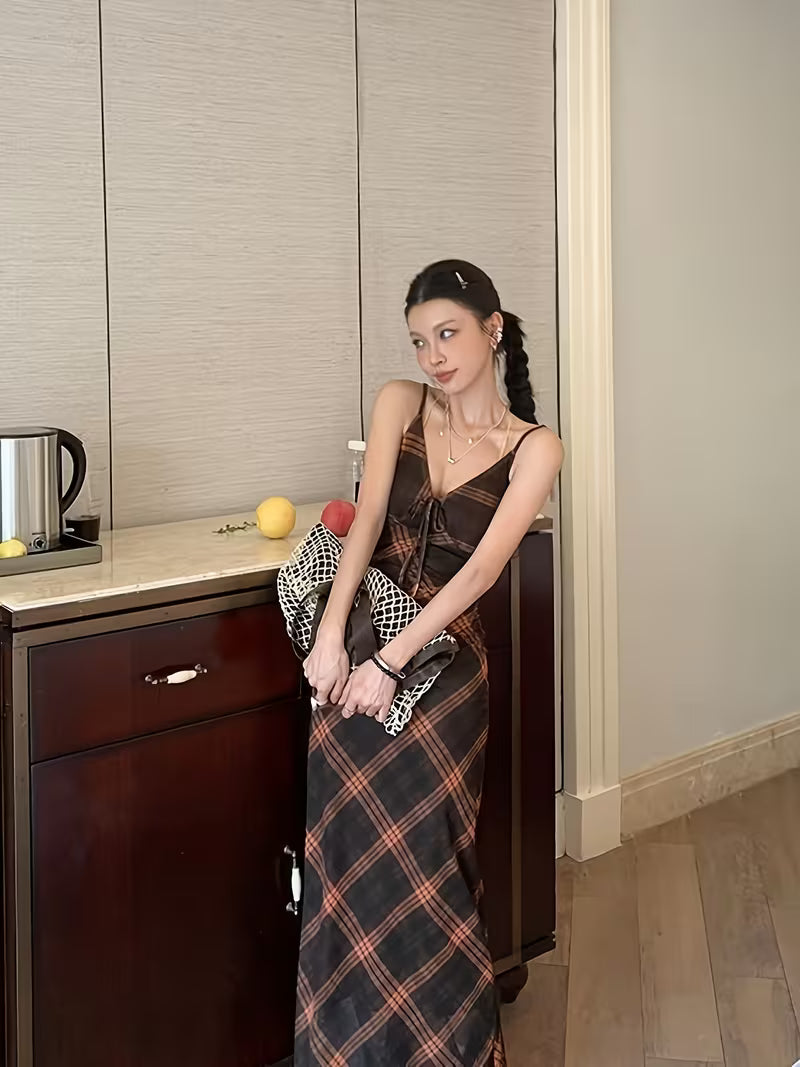 Women'S Casual Retro Dress Spring Summer Pear Shape Draped Spaghetti Strap Dress Hides Belly Skirt