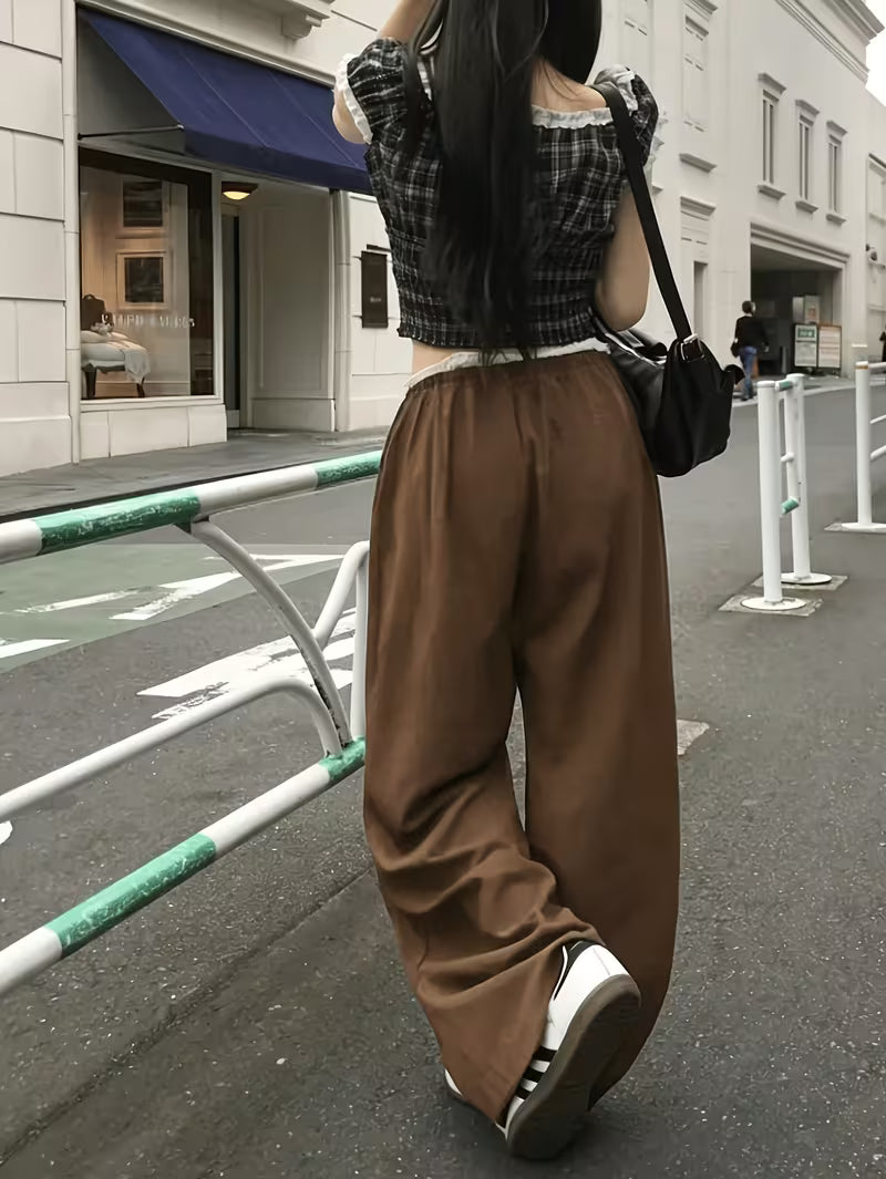 Women's High-Waist Drawstring Wide-Leg Pants