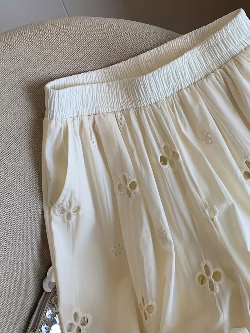 Women'S - Lace Crochet Embroidery Wide Leg Casual Pants Women, New Loose Lazy Style Drape Straight Wide Leg Pants, New High Waist Straight Leg Trousers