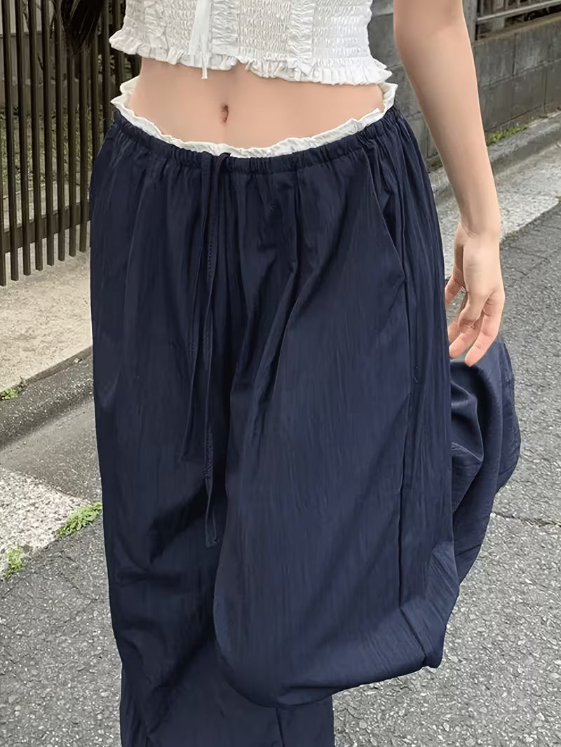 Women's High-Waist Drawstring Wide-Leg Pants