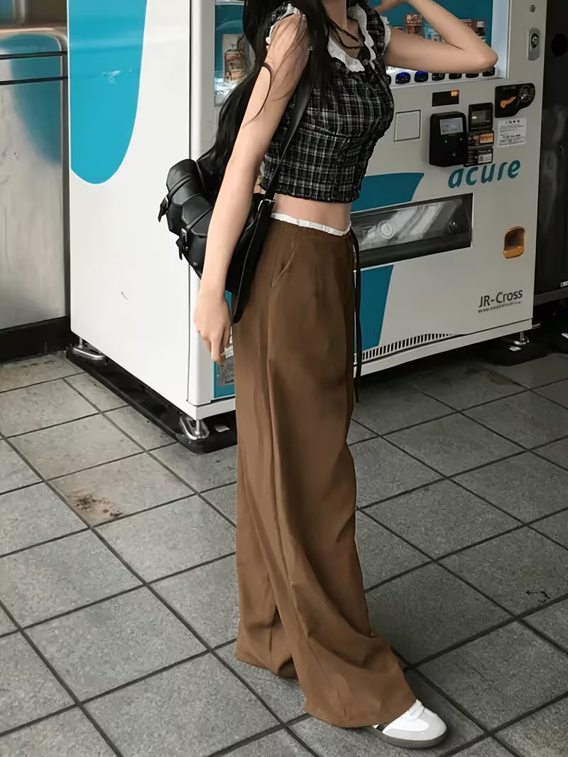 Women's High-Waist Drawstring Wide-Leg Pants